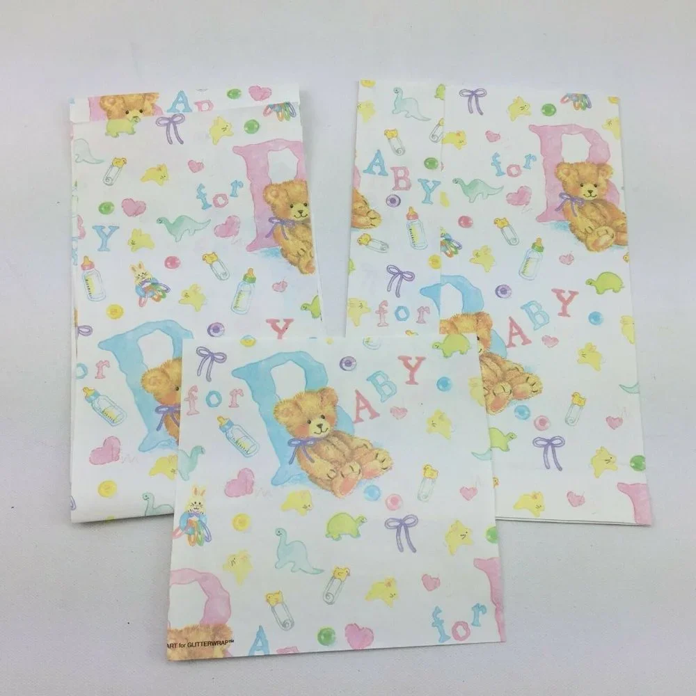 Baby Shower Gender Reveal Neutral Gift Printed Wrapping Paper Present Pink Blue